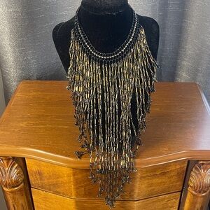 Elegant Black and Gold dark brown color Beaded Necklace